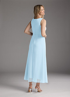 Azazie Anitta Mère de la mariée Robes Robe Combinaison/Tailleur Pantalon en Crêpe Élastique Plissée Bleu Ciel image5