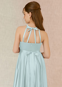 Azazie Arianthe Junior Sea Glass A-Line with Pockets Stretch Satin Dress image7