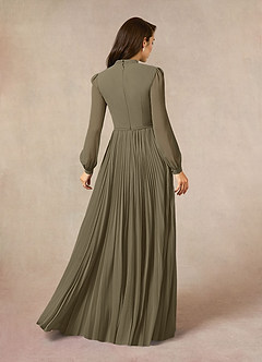 Azazie Adellah Mère de la mariée Robes Robe Trapèze en Mousseline de soie Plissée Vert Saule image3