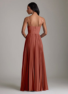 Azazie Akiko Vestidos de madrinha de casamento Vestido Castanho Aloirado de Chiffon de Linha A com Decote Coração image5