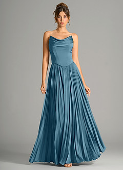 Azazie Saedra Bridesmaid Dresses Bermuda A-Line Corset Stretch Satin Dress image5