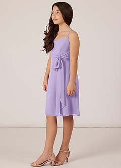 Azazie Doll Junior Robe Trapèze en Mousseline de soie Arc Lilas image3