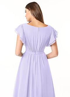 Azazie Daphne Modest Bridesmaid Dresses A-Line Ruffled Chiffon Floor-Length Dress image5