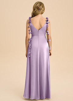 Azazie Gumdrop Junior Vestido de Lila Esmerilada de Satén Elástico de Imperio con Plisado image7