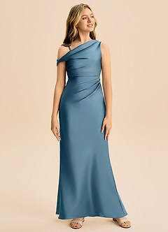 Azazie Emerson Junior Bermuda Sheath Off the Shoulder Stretch Satin Dress image3