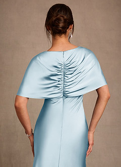 Azazie Dosia Moeder van de bruid jurken Kolom Jurk van Stretch Satijn Geplooid Hemelsblauw image5