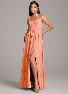 Azazie Kailee Bridesmaid Dresses Sunset A-Line with Pockets Chiffon Dress image5