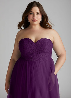 Azazie Roni Bridesmaid Dresses Grape A-Line Sweetheart Neckline Tulle Convertible Dress image11