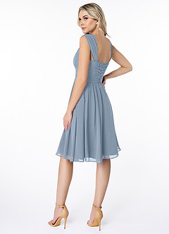 Azazie Angie Bridesmaid Dresses Dusty Blue A-Line Corset Chiffon Dress image5