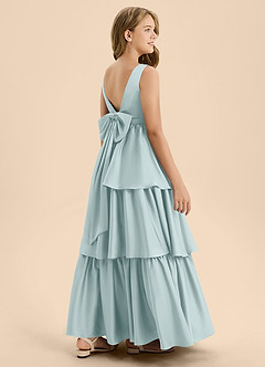 Azazie Meadowyn Junior Mist A-Line Bow Stretch Satin Dress image6