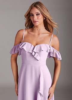 Azazie Lyra Bridesmaid Dresses Frosted Lilac A-Line Chiffon Convertible Dress image2