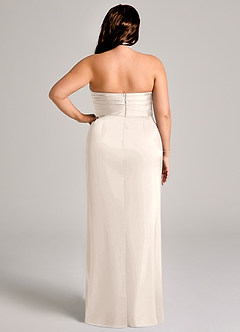 Azazie Jemma Brautjungfernkleider Etui Plissee Stretch-Satin Kleid Alabaster Weiß image13