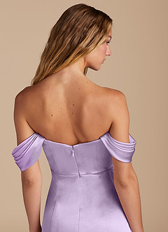 Azazie Amyra Bridesmaid Dresses Lilac Mermaid Sweetheart Neckline Metallic Satin Convertible Dress image3