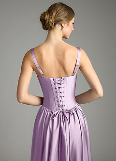 Azazie Evadina Vestidos de damas de honor Vestido de Lila Esmerilada de Satén Elástico de Corte en A con Corsé image6