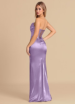 Azazie Sorrel Brudepigekjoler Havfrue Korset Metallisk satin Gulv-længde Kjole image6