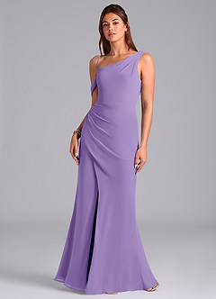 Azazie Madelyn Robes de demoiselle d'honneur Robe Sirène Convertible en Mousseline de soie Ue épaule Tahiti image4