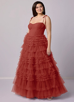 Barbie ♥ Azazie Bridesmaid Dresses Terracotta A-Line Sweetheart Neckline Tulle Dress image9
