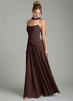 Azazie Gabriela Bridesmaid Dresses Ganache A-Line Corset Chiffon Dress image4