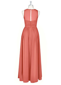 Azazie Nina Bridesmaid Dresses Salmon Pink A-Line Pleated Chiffon Dress image7