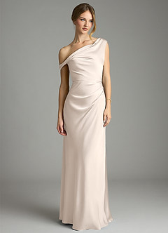 Azazie Emerson Bridesmaid Dresses White Alabaster Mermaid Off the Shoulder Stretch Satin Dress image9
