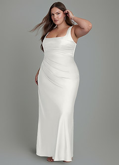 Azazie Agustina Bridesmaid Dresses White Mermaid Corset Stretch Satin Dress image10