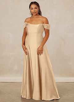 Christian Siriano Bridal for Azazie 1002 Bridesmaid Dresses Off Shoulder Stretch Satin A-line Dress image11