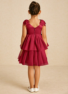 Azazie Vanellope Flower Girl Dresses Scarlet A-Line Bow Tulle Dress image2