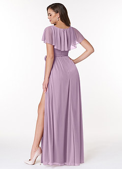 Azazie Jael Bridesmaid Dresses Wisteria A-Line V-Neck Mesh Dress image2