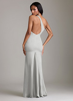 Azazie Voni Abiti da Damigella Abito Sirena in Raso Elasticizzato Monospalla Argento image2