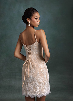 Azazie Bella Wedding Dresses Diamond White Nude Sheath Tulle Dress image9