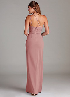 Azazie Eren Robes de demoiselle d'honneur Robe Fourreau en Crêpe Élastique Ue épaule Rose Poussiéreuse image2