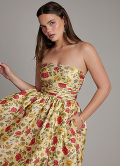 Azazie Zeta Probar vestidos en casa Vestido de Girasol de Brocado de Corte en A con Corsé image5