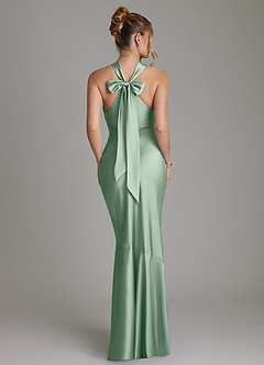 Azazie Reign Bridesmaid Dresses Agave Mermaid Pleated Stretch Satin Dress image2