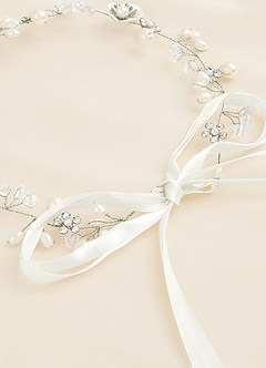front Pearl And Crystal Floral Headband