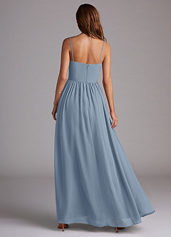 Azazie Calianna Bridesmaid Dresses Dusty Blue A-Line Off the Shoulder Chiffon Convertible Dress image5