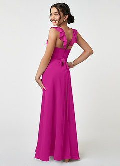 Azazie Emily Junior Fuchsia A-Line Ruched Chiffon Dress image4