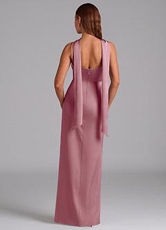 Azazie Calandra Bridesmaid Dresses Vintage Mauve A-Line Pleated Stretch Satin Dress image6