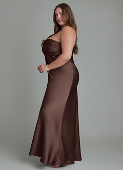 Azazie Saylor Vestidos de damas de honor Vestido Ganache de Satén Elástico de Corte Sirena con Palabra de honor image14
