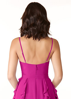 Azazie Peyton Brautjungfernkleider A-Linie Gestreift Chiffon Kleid Fuchsia image3