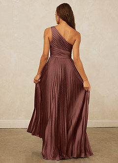 Christian Siriano Bridal for Azazie 1008 Bridesmaid Dresses Espresso A-Line One Shoulder Stretch Satin Dress image7