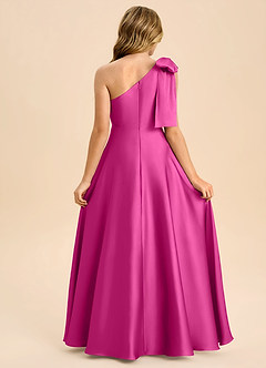 Azazie Penguin Junior Abito A-Line in Raso Elasticizzato Fiocco Fucsia image2