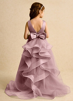 Azazie Lior Flower Girl Dresses Dusty Rose Ball-Gown Pleated Tulle Dress image8
