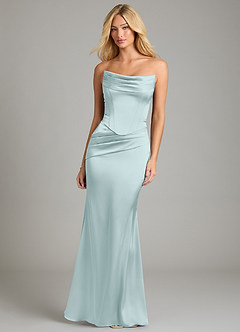 Azazie Sorrel Bridesmaid Dresses Mist Mermaid Strapless Stretch Satin Convertible Dress image5