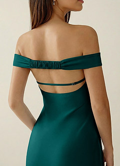 Gwendonme Peacock Satin Crystal Linen Prom Dress image6