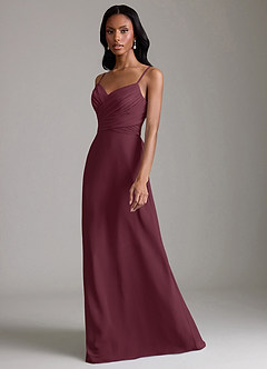 Azazie Kali Bridesmaid Dresses Cabernet A-Line Pleated Chiffon Dress image6