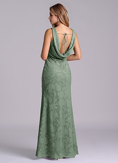 Azazie Rylina Final Sale Matcha Mermaid Floral Burnout Dress image3