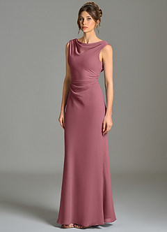 Azazie Kieryn Brautjungfernkleider Meerjungfrau-Linie Plissee Chiffon Kleid Wüstenrose image3