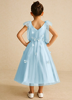 Azazie Minia Flower Girl Dresses Sky Blue A-Line Bow Matte Satin Dress image6