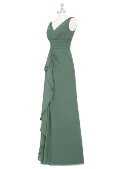 Azazie Julianna Bridesmaid Dresses Eucalyptus A-Line Chiffon Dress image8