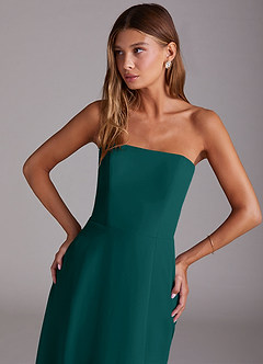 Azazie Wren Bridesmaid Dresses Peacock A-Line Side Slit Chiffon Convertible Dress image5
